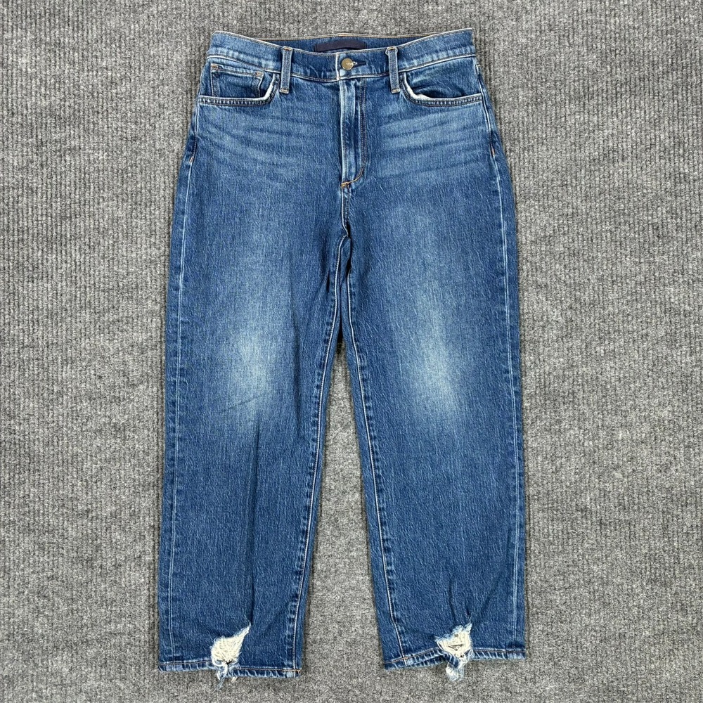 Joes Jeans The Blake High Rise Wide Leg Crop Jeans Womens 28 Blue Distressed Hem